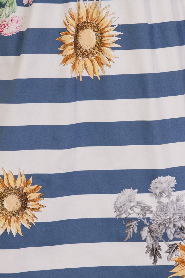 Blue Striped Skyscraper Sunflower Dress